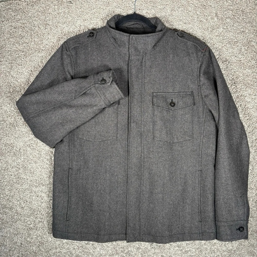 BANANA‎ REPUBLIC Wool Blend Jacket Herringbone Brown Utility Chore Men's L